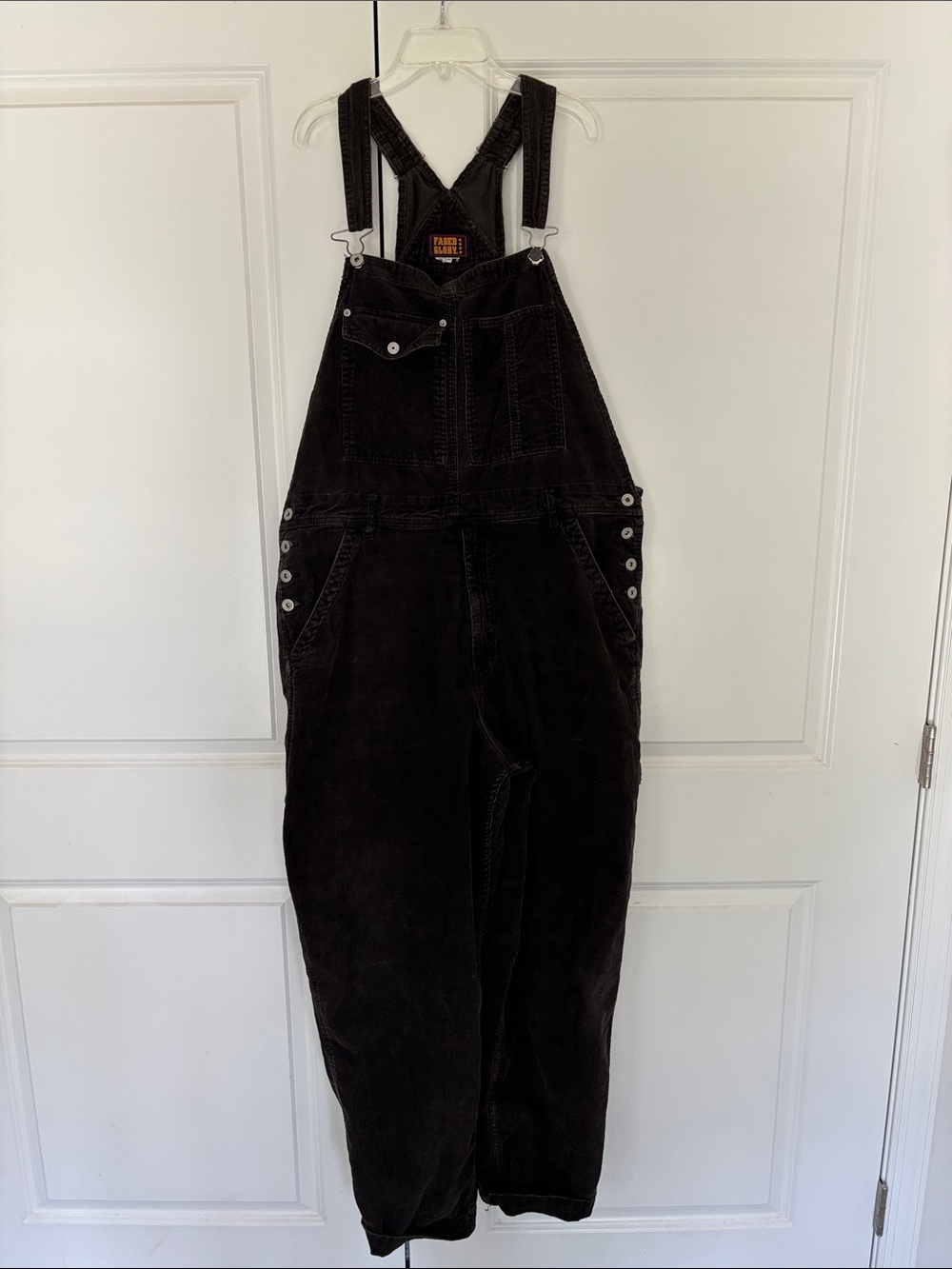 Vintage Faded Glory Harley Davidson Brown Corduroy Overalls Jumpsuit